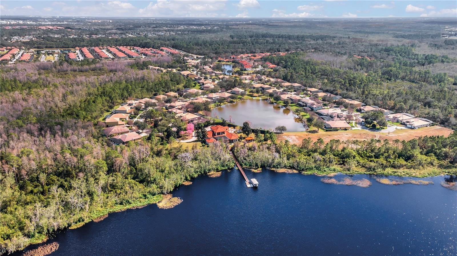 Aerial view of Kissimmee residential area on the waterfront